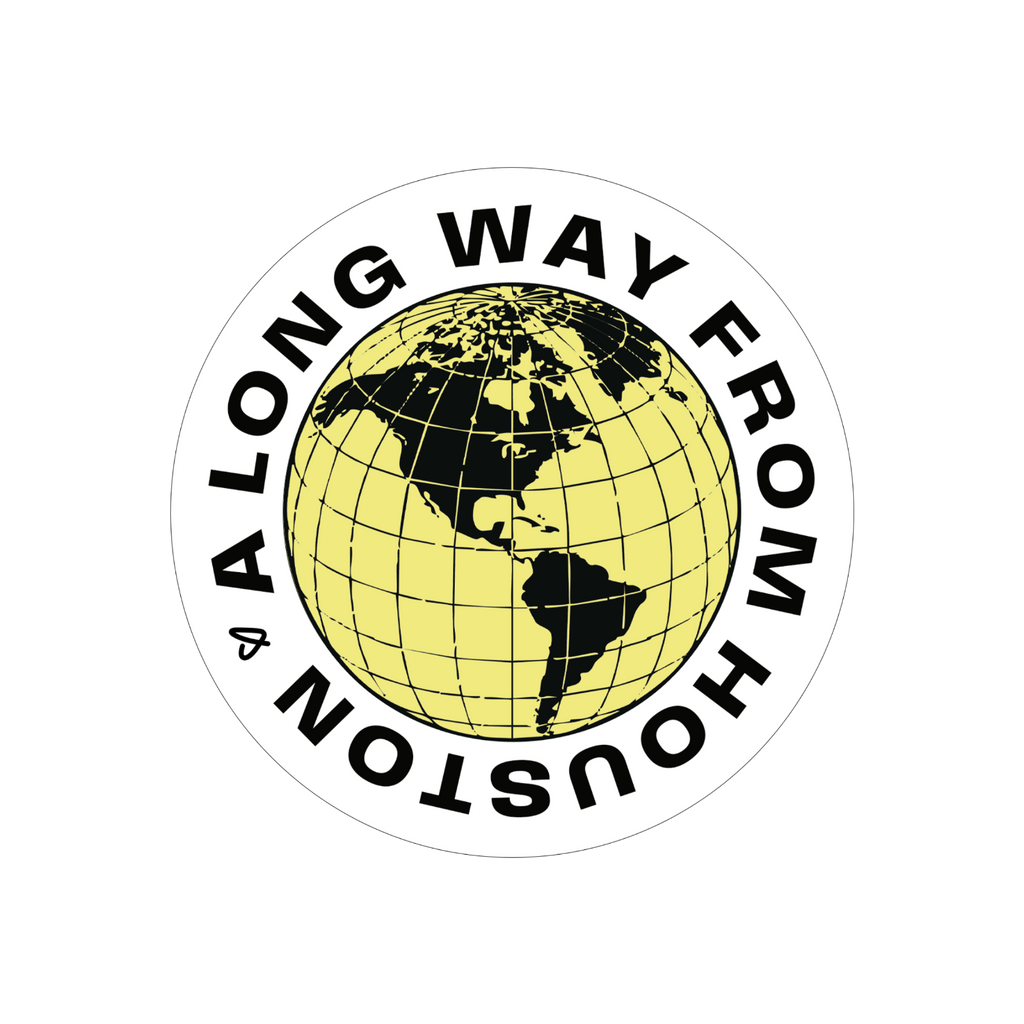 Logo with a globe and text 'A Long Way From Houston' on a white background