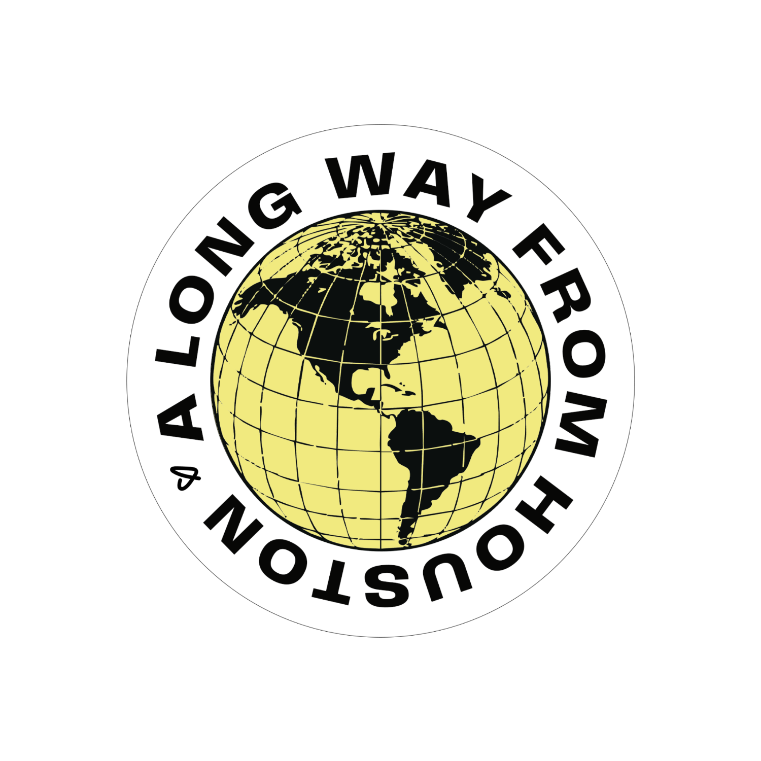 Logo with a globe and text 'A Long Way From Houston' on a white background